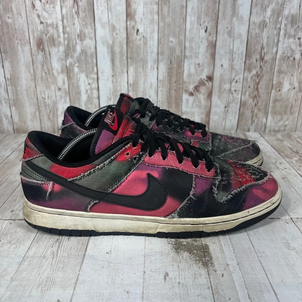 Nike Dunk Low Graffiti Multi-Color Black Red DM0108-002 Mens 11 Canvas Sneakers
